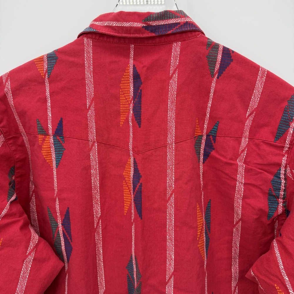 Vintage American Hero Shirt Mens‎ L Button Down Western Cowboy Aztec Rodeo Red - Picture 5 of 9